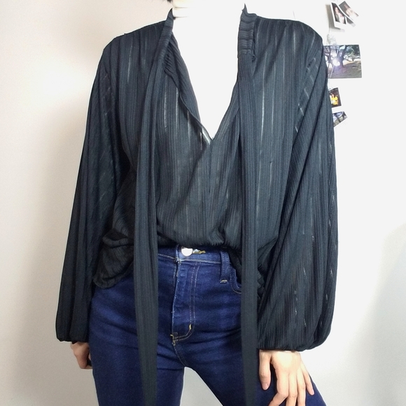 semi sheer black top